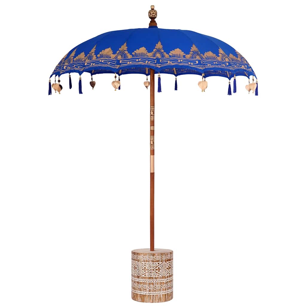Paraguas balinés con base Azul 185 x 185 x 260 cm Algodón