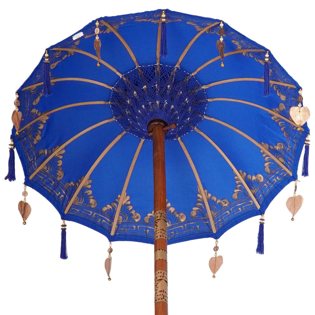 Paraguas balinés con base Azul 95 x 95 x 260 cm Algodón