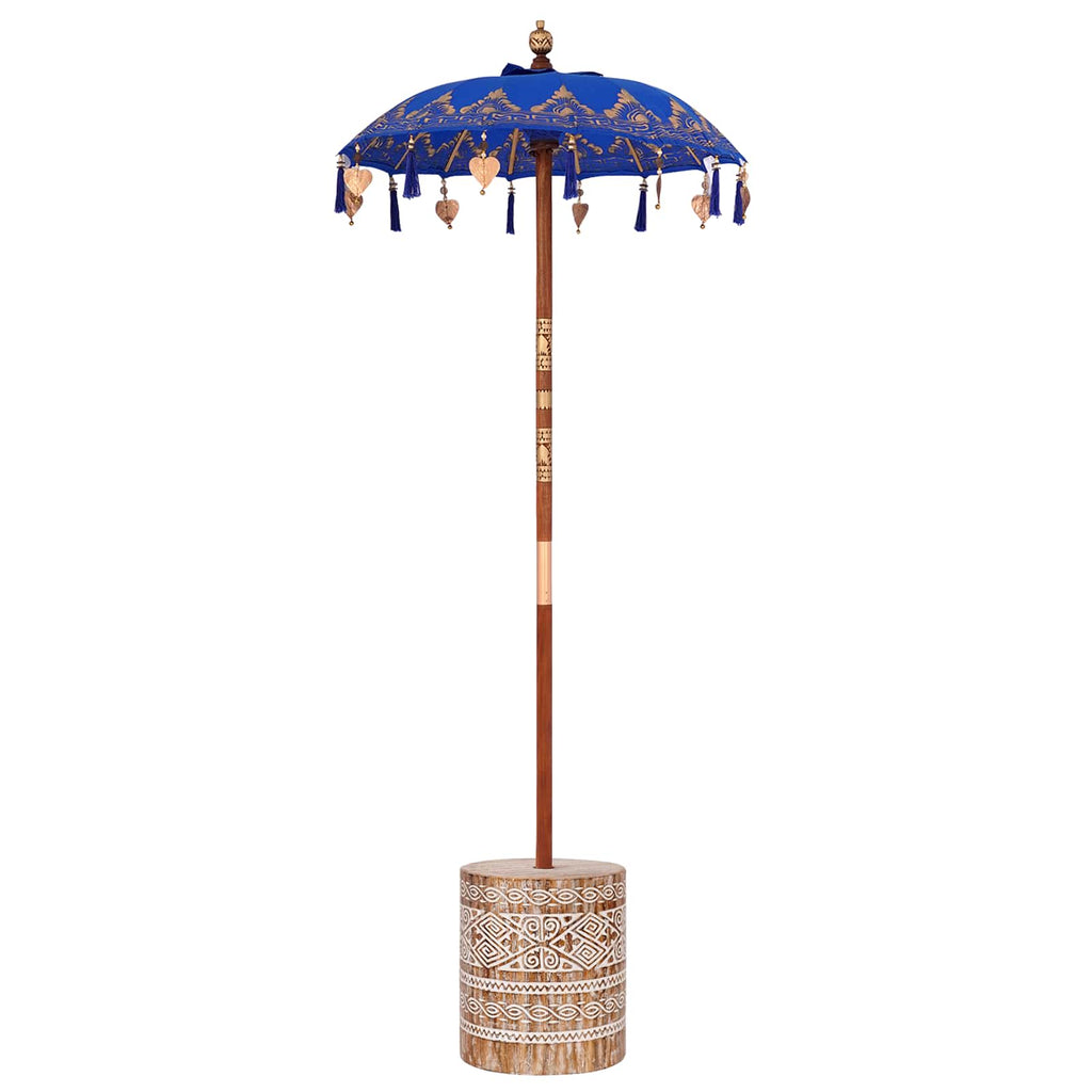 Paraguas balinés con base Azul 95 x 95 x 260 cm Algodón