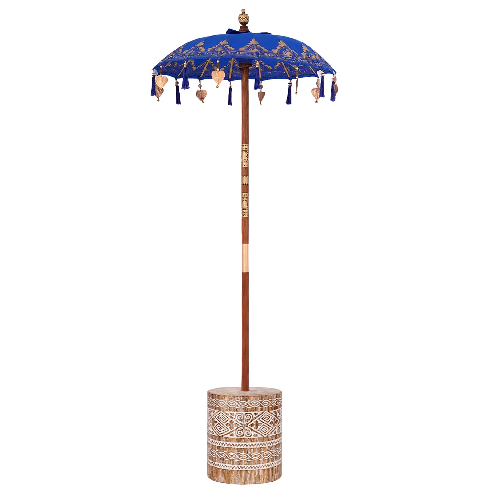 Paraguas balinés con base Azul 95 x 95 x 260 cm Algodón
