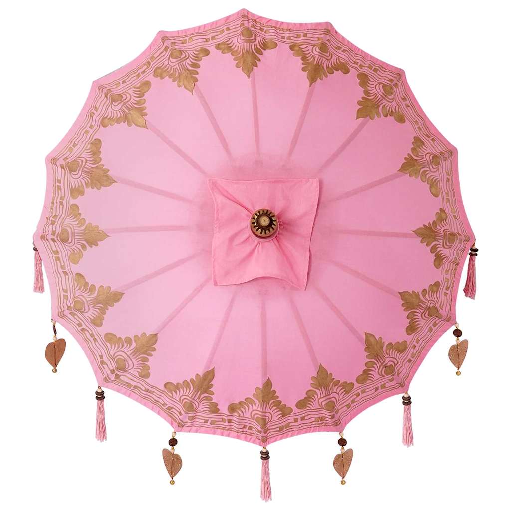 Paraguas balinés con base Rosa 95 x 95 x 260 cm Algodón
