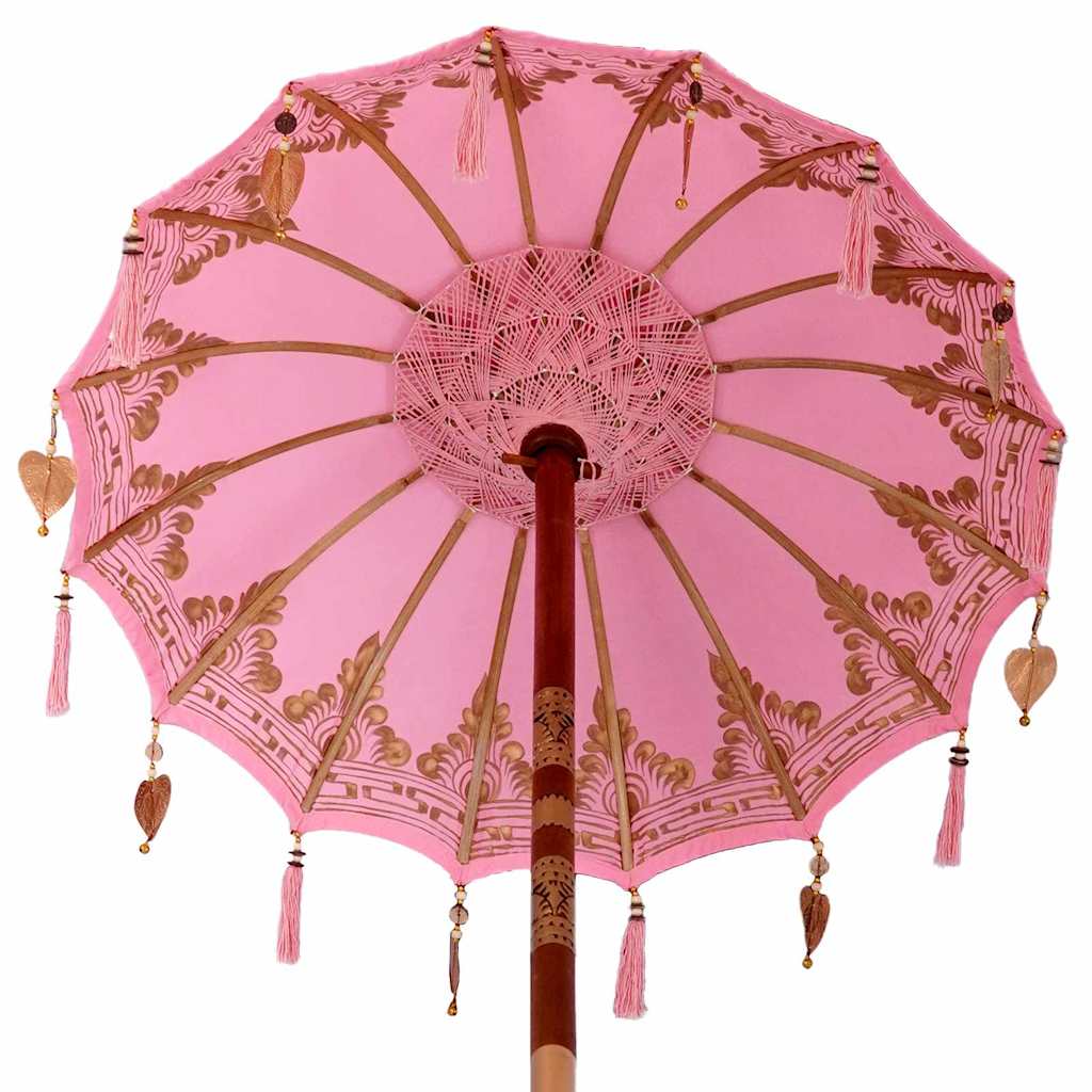 Paraguas balinés con base Rosa 95 x 95 x 260 cm Algodón