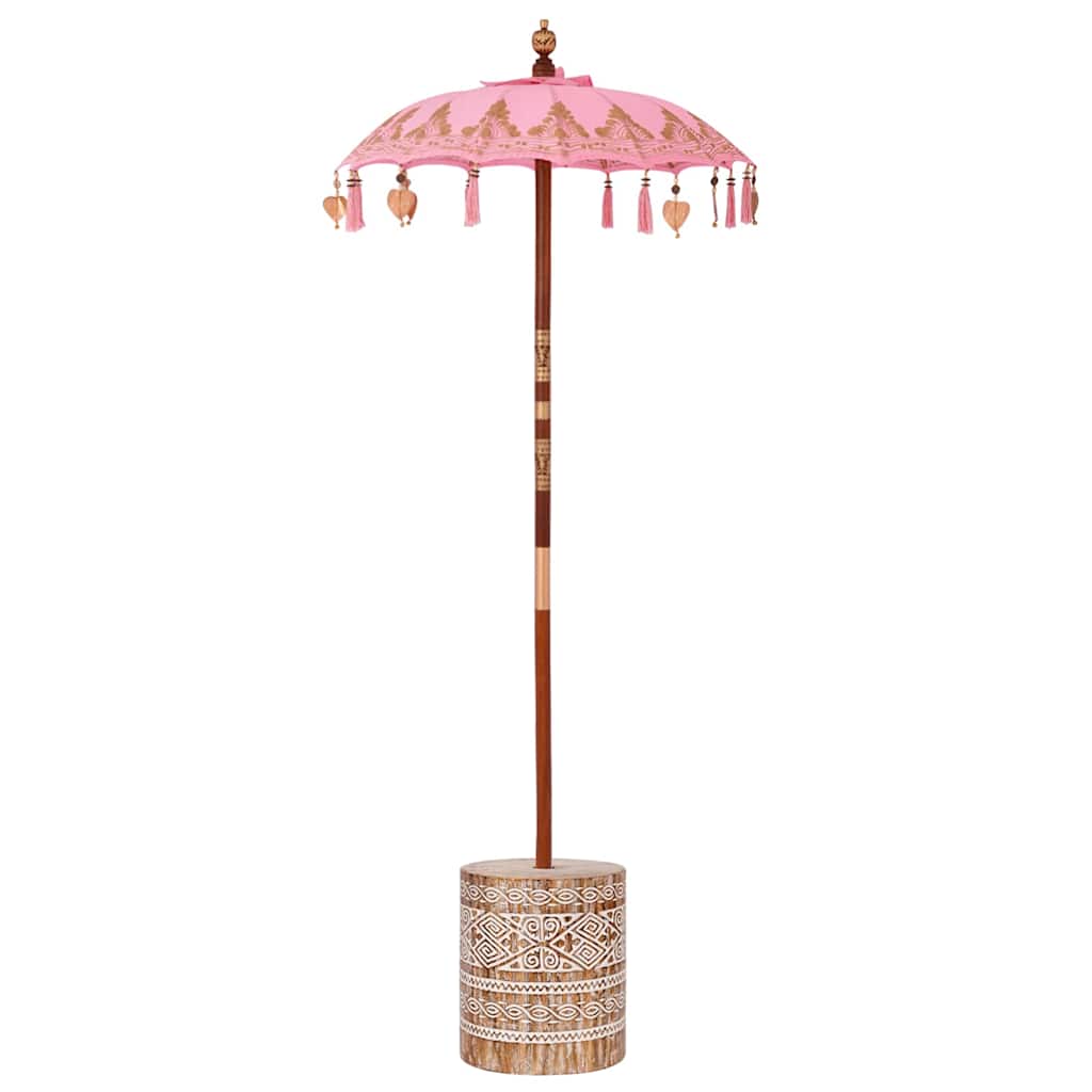 Paraguas balinés con base Rosa 95 x 95 x 260 cm Algodón
