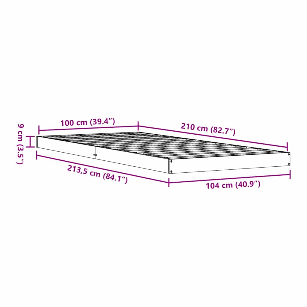 Estructura de cama 100 x 210 cm Madera de pino macizo