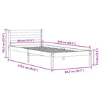 Estructura de cama 215,5 x 85,5 x 69,5 cm Madera de Pino Macizo