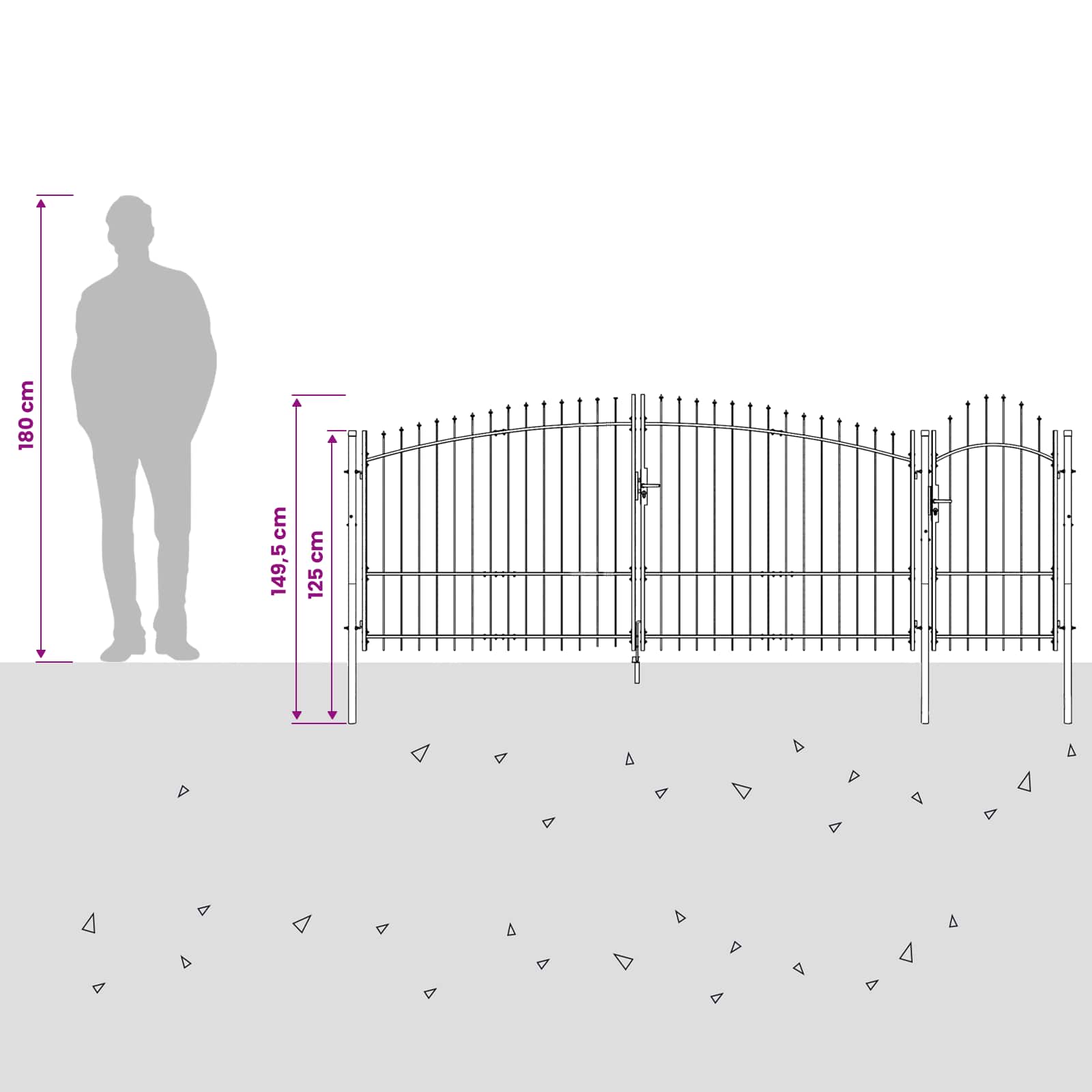 Puerta de jardín con cerradura Woerden Gris 100 x 400 cm Acero