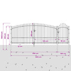 Puerta de jardín con cerradura Woerden Gris 100 x 400 cm Acero
