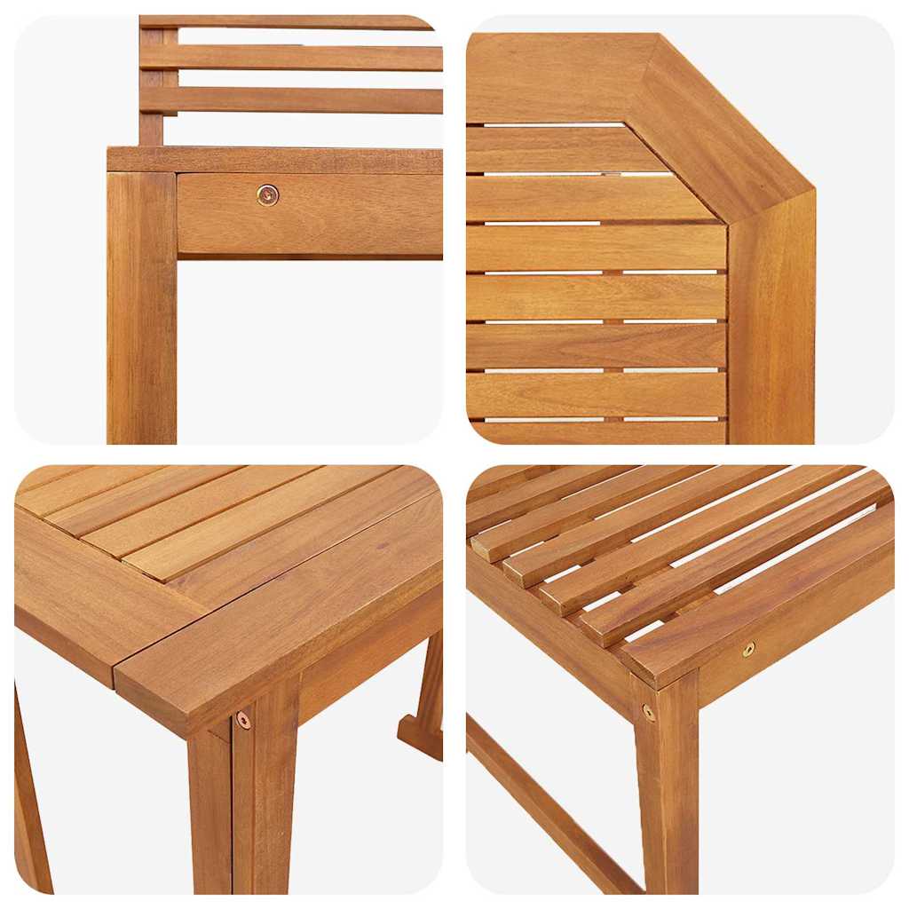 Juego Bistro de Jardín 3 pcs Marrón Madera de Acacia Sólida