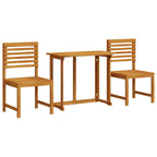 Juego Bistro de Jardín 3 pcs Marrón Madera de Acacia Sólida