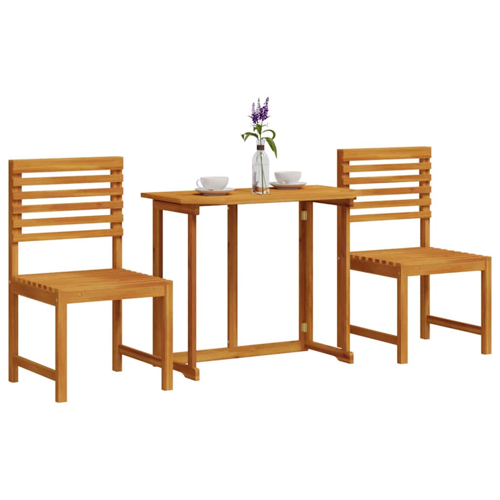 Juego Bistro de Jardín 3 pcs Marrón Madera de Acacia Sólida