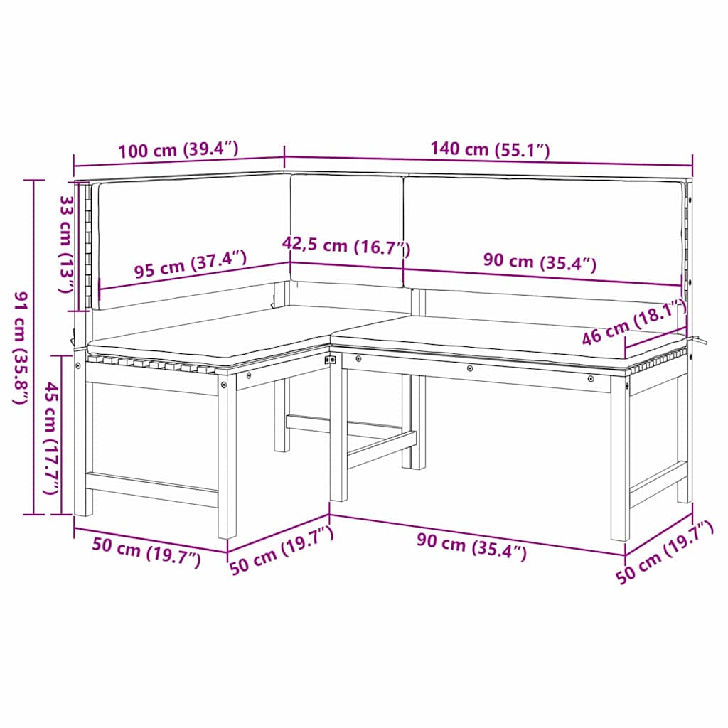 Conjunto de Bancos de Jardín 2 pcs Marrón