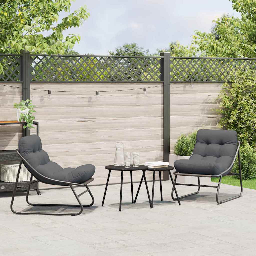 Muebles de jardín 3 pcs Negro Acero con revestimiento en polvo