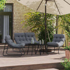 Muebles de jardín 3 pcs Negro Acero con revestimiento en polvo