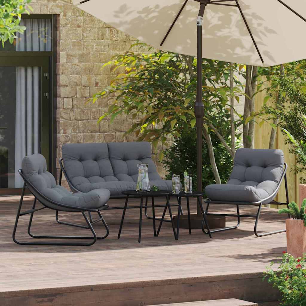 Muebles de jardín 3 pcs Negro Acero con revestimiento en polvo