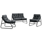 Muebles de jardín 3 pcs Negro Acero con revestimiento en polvo