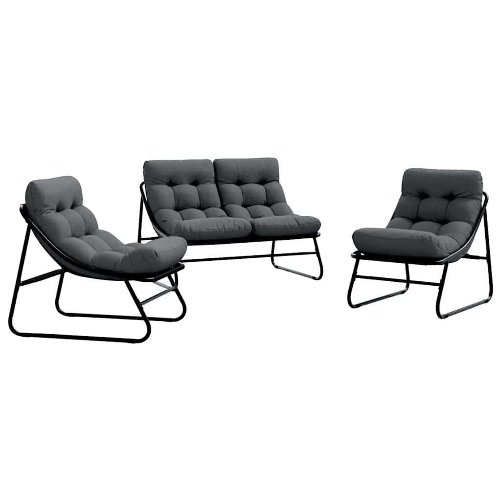 Muebles de jardín 3 pcs Negro Acero con revestimiento en polvo