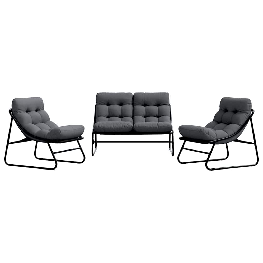 Muebles de jardín 3 pcs Negro Acero con revestimiento en polvo