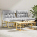 Asientos de exterior con cojín 2 pcs Gris claro Acero