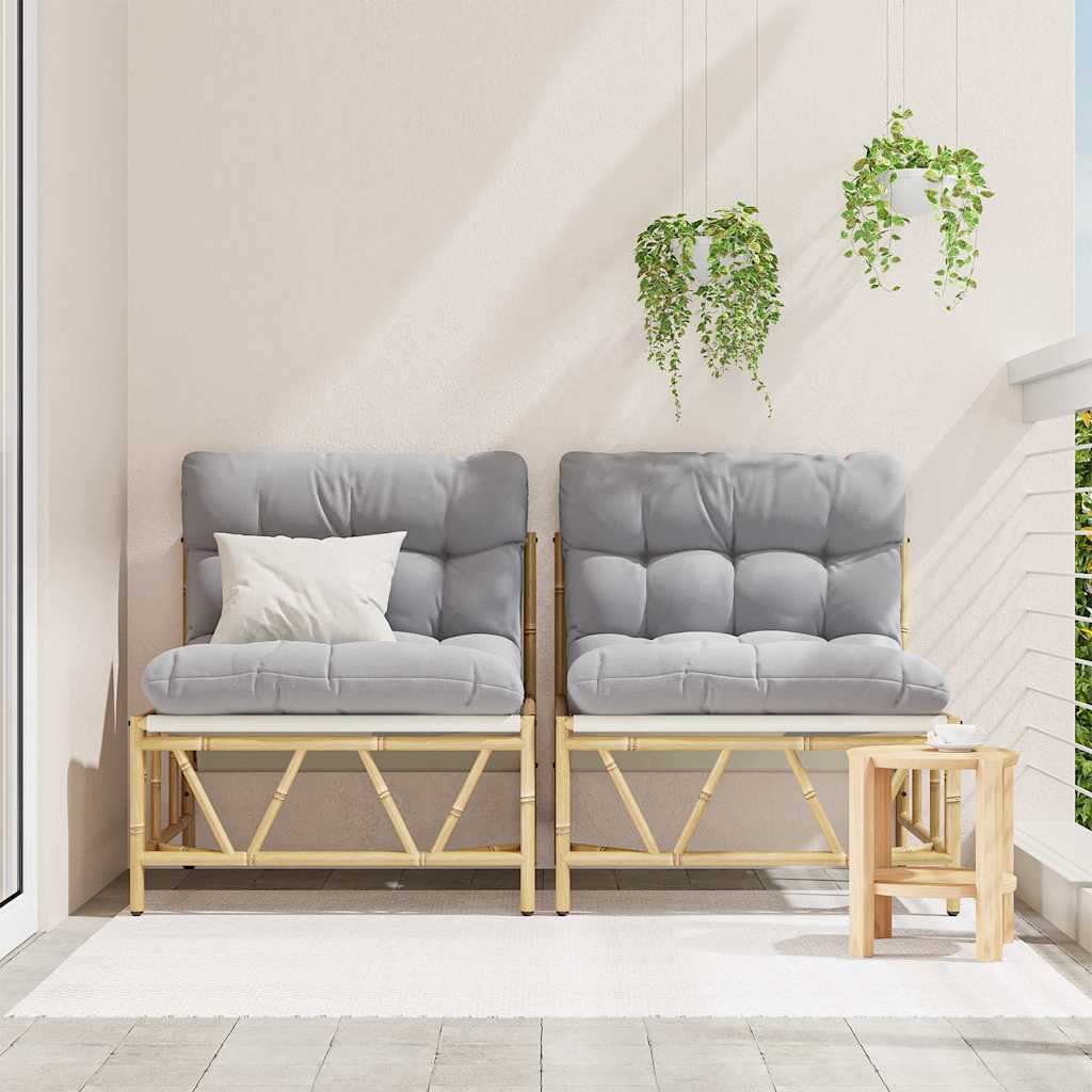 Asientos de exterior con cojín 2 pcs Gris claro Acero