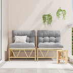 Asientos de exterior con cojín 2 pcs Gris claro Acero
