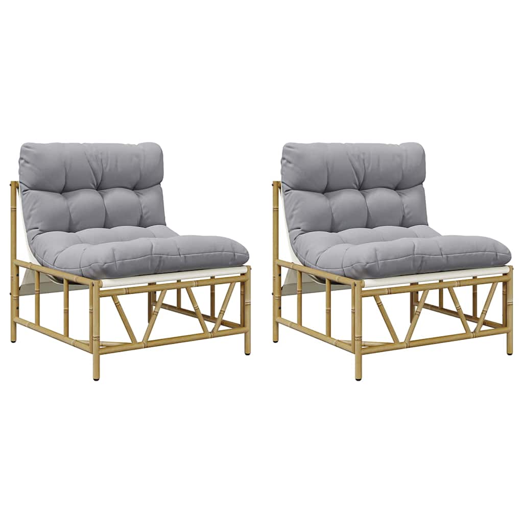 Asientos de exterior con cojín 2 pcs Gris claro Acero