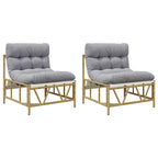 Asientos de exterior con cojín 2 pcs Gris claro Acero