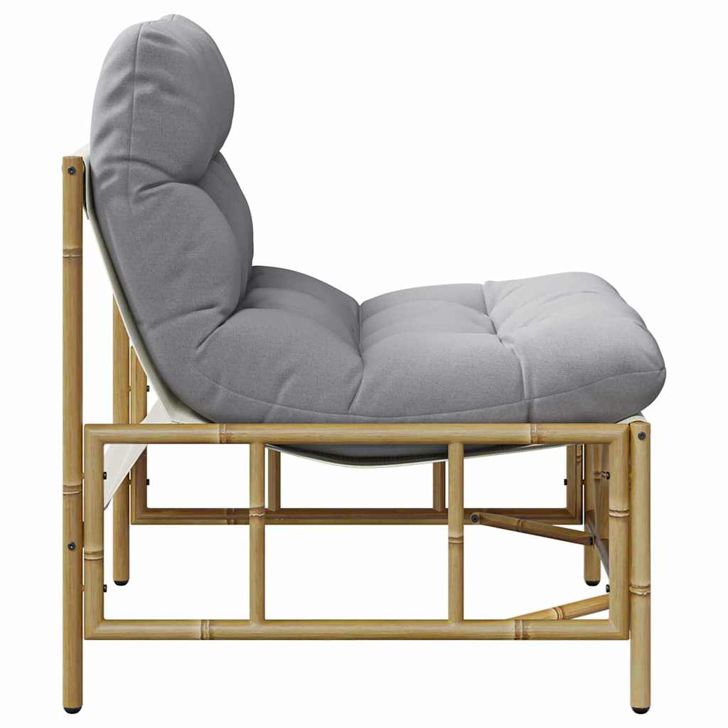 Asientos de exterior con cojín 2 pcs Gris claro Acero