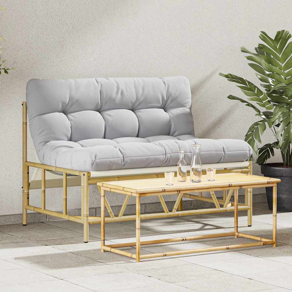 Asientos de exterior con cojín 2 pcs Gris claro Acero