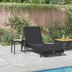 Tumbona 2 pcs Negro ratán sintético