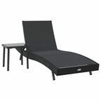 Tumbona 2 pcs Negro ratán sintético