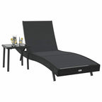 Tumbona 2 pcs Negro ratán sintético