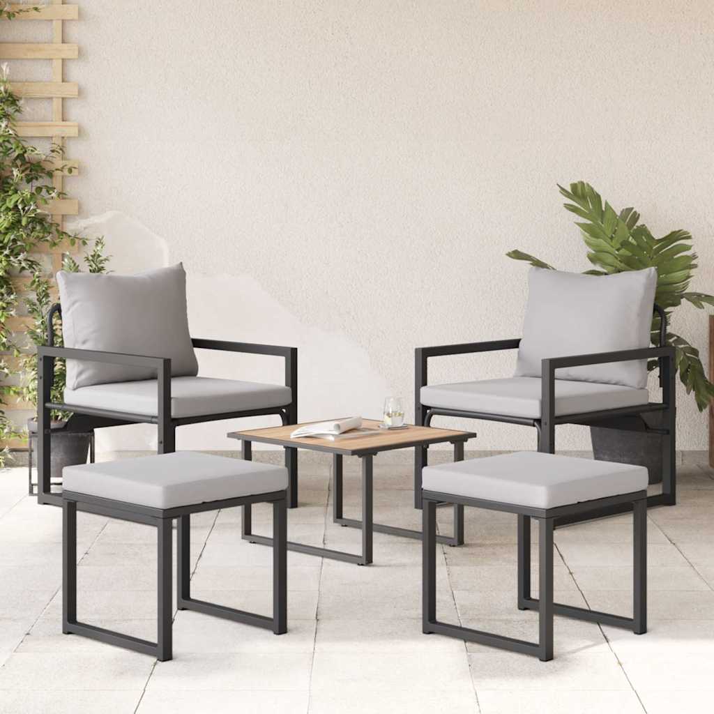 Muebles de jardín 4 pcs 2-Número de plazas Gris Claro Poliéster
