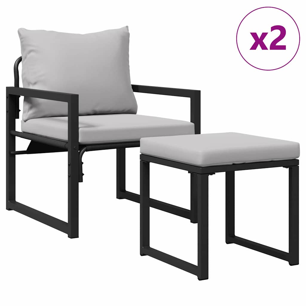 Muebles de jardín 4 pcs 2-Número de plazas Gris Claro Poliéster
