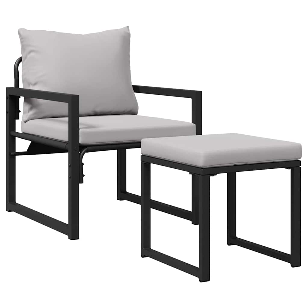 Muebles de jardín 4 pcs 2-Número de plazas Gris Claro Poliéster