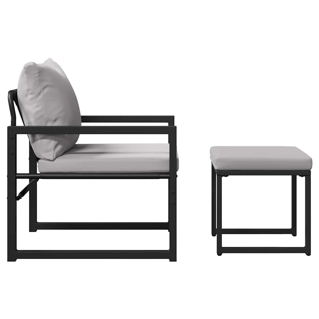 Muebles de jardín 4 pcs 2-Número de plazas Gris Claro Poliéster
