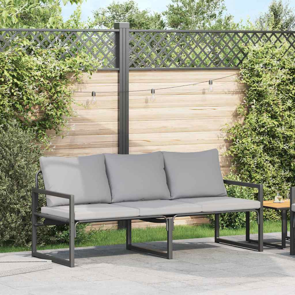 Mobiliário de jardim 4 pcs 2-Lugares Cinzento Claro Poliéster