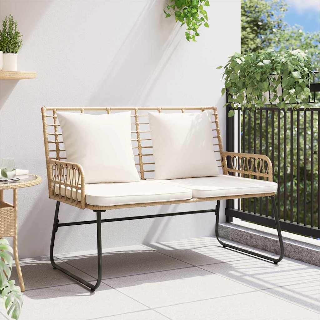 Banco de jardín Marrón y crema ratán sintético