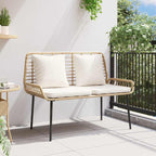 Banco de jardín Marrón y crema ratán sintético