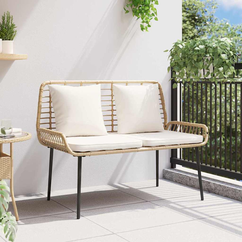 Banco de jardín Marrón y crema ratán sintético