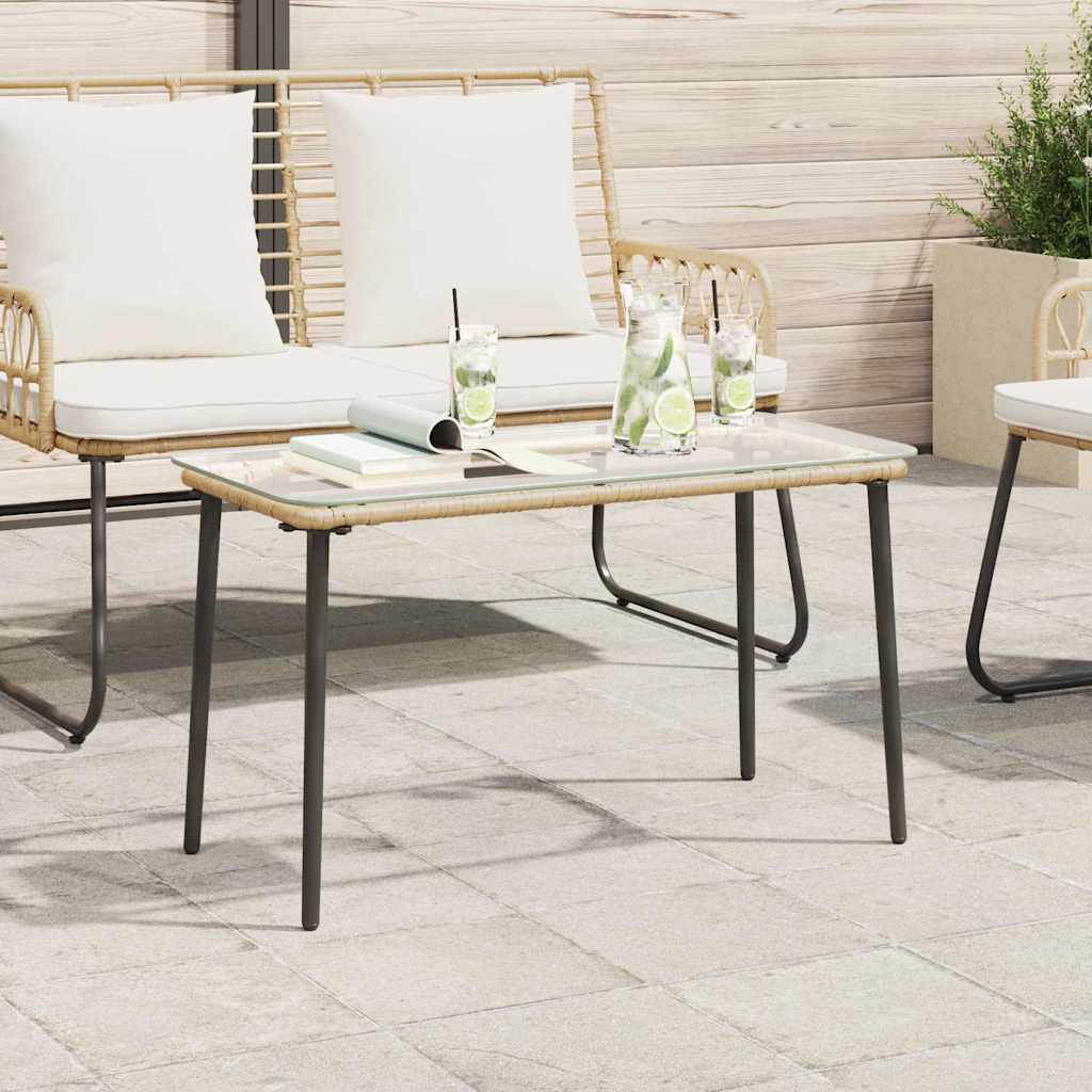 Mesa de Jardín Natural 80 x 40 x 45 cm ratán sintético