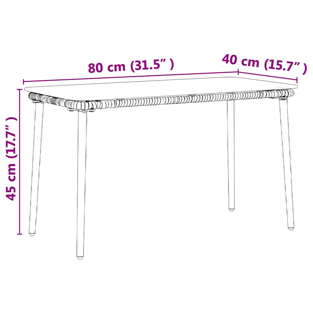 Mesa de Jardín Natural 80 x 40 x 45 cm ratán sintético
