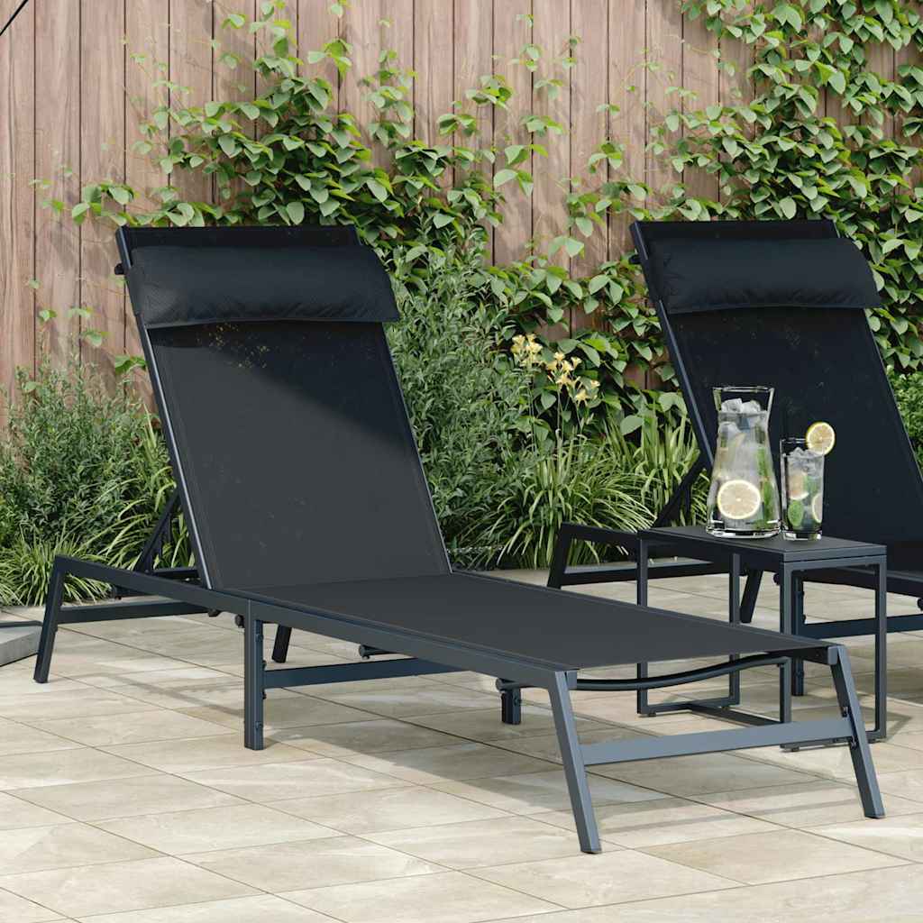 Tumbona 1-persona Negro y Antracita 197 x 54 x 86 cm Acero