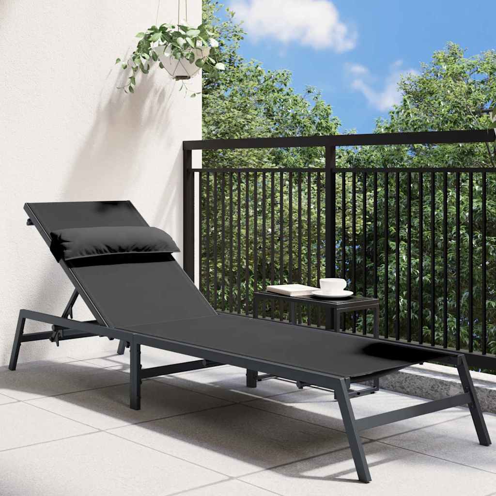 Tumbona 1-persona Negro y Antracita 197 x 54 x 86 cm Acero