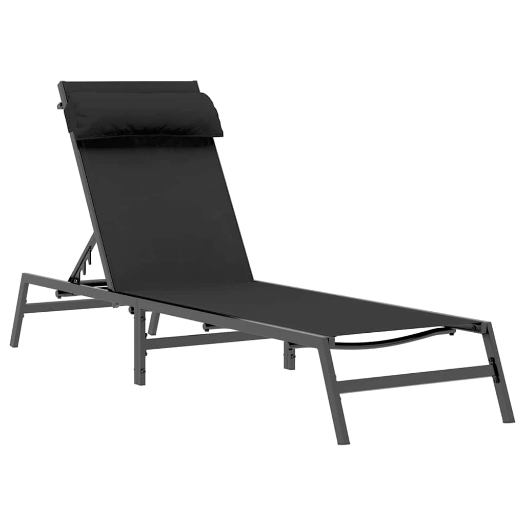 Tumbona 1-persona Negro y Antracita 197 x 54 x 86 cm Acero