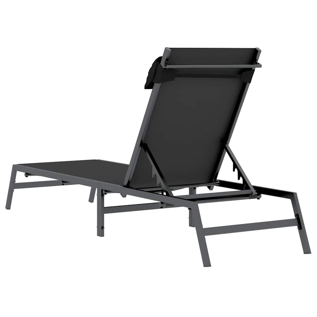 Tumbona 1-persona Negro y Antracita 197 x 54 x 86 cm Acero