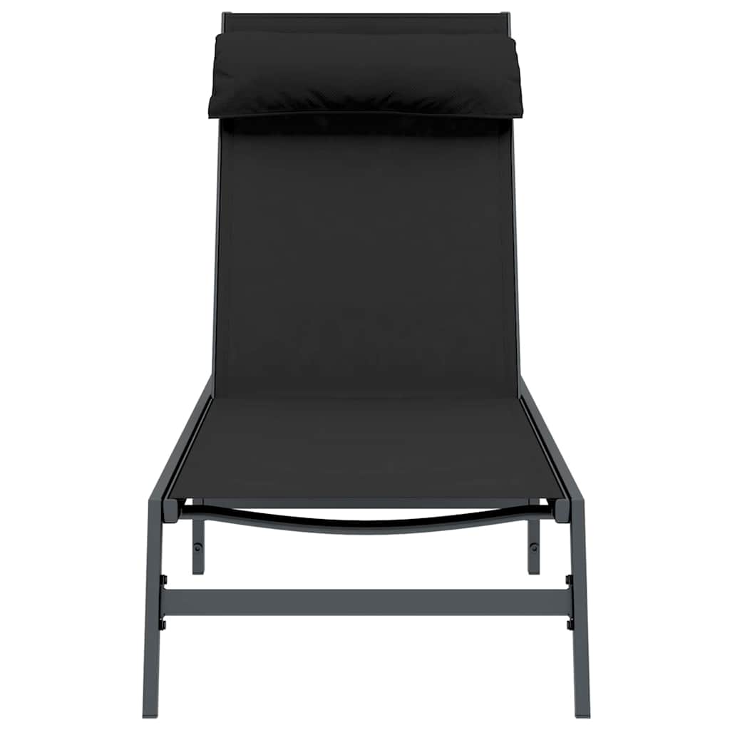 Tumbona 1-persona Negro y Antracita 197 x 54 x 86 cm Acero