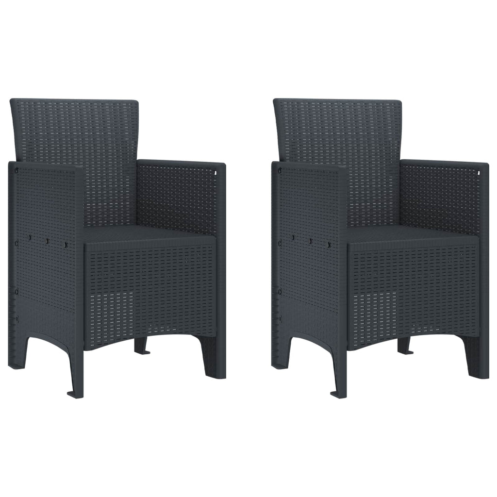 Silla de Jardín 2 pcs Antracita 53 x 49 x 85 cm Polipropileno