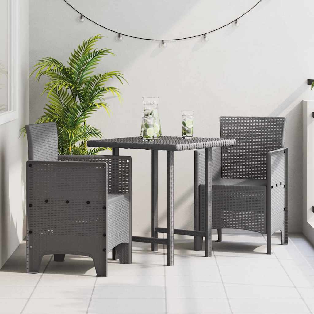 Silla de Jardín 2 pcs Antracita 53 x 49 x 85 cm Polipropileno
