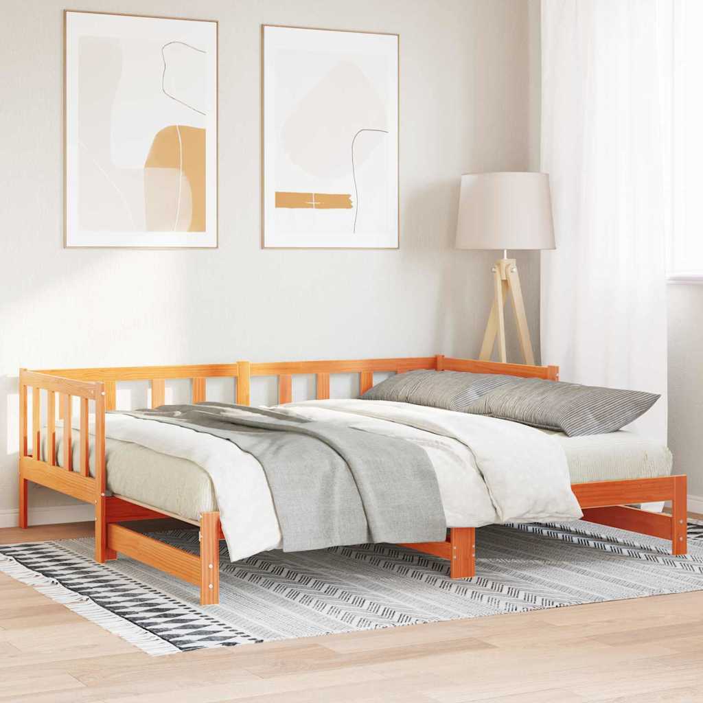 Cama abatible de día Marrón cera 193.5 x 184 x 66 cm