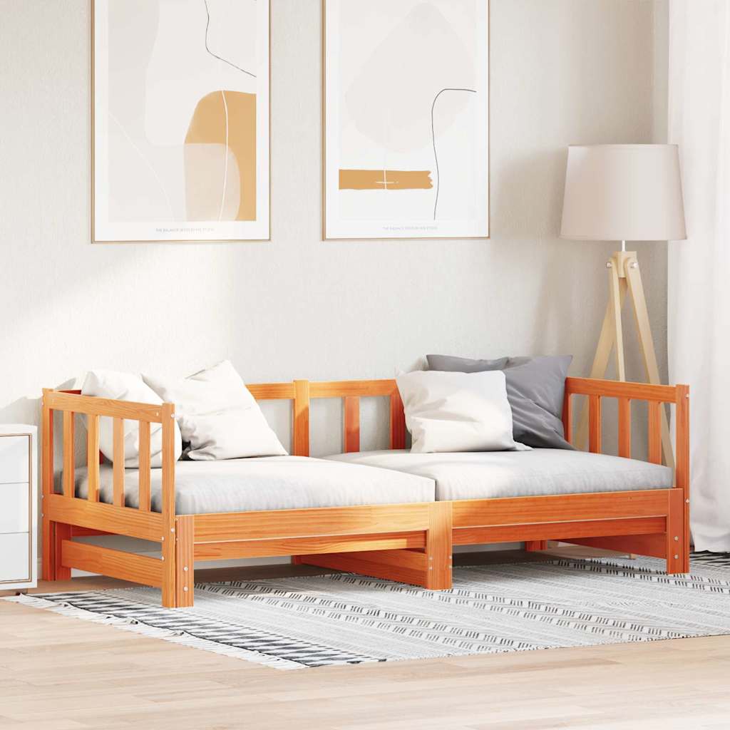 Cama abatible de día Marrón cera 193.5 x 184 x 66 cm